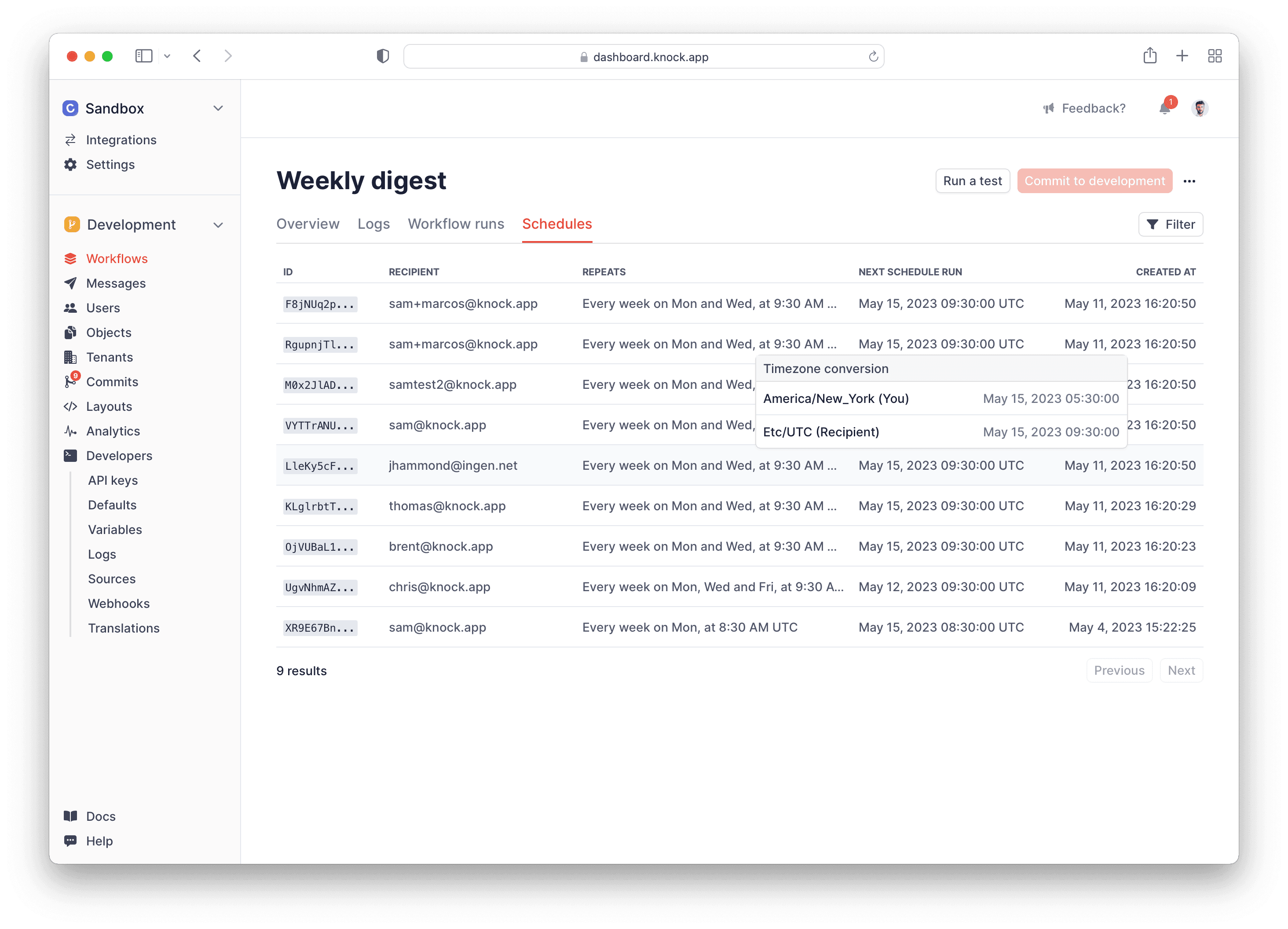 The Knock timezone helper