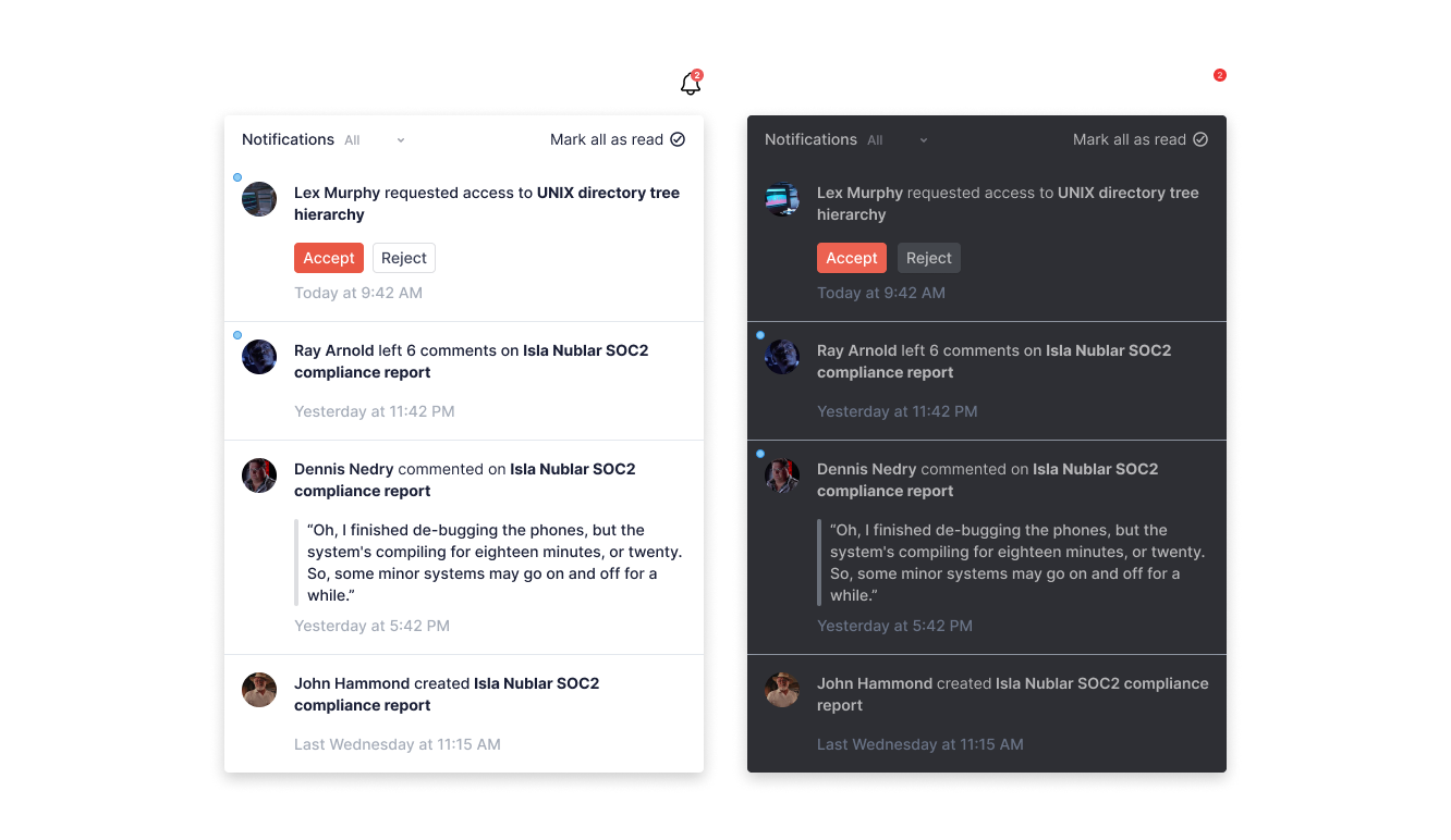 A screenshot of an in-app inbox in Linear